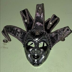 Elegant Black and Silver Jester Mask